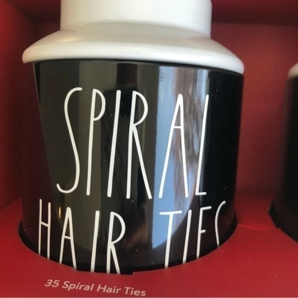 Rae Dunn black and white hair tie and cotton swab storage containers
